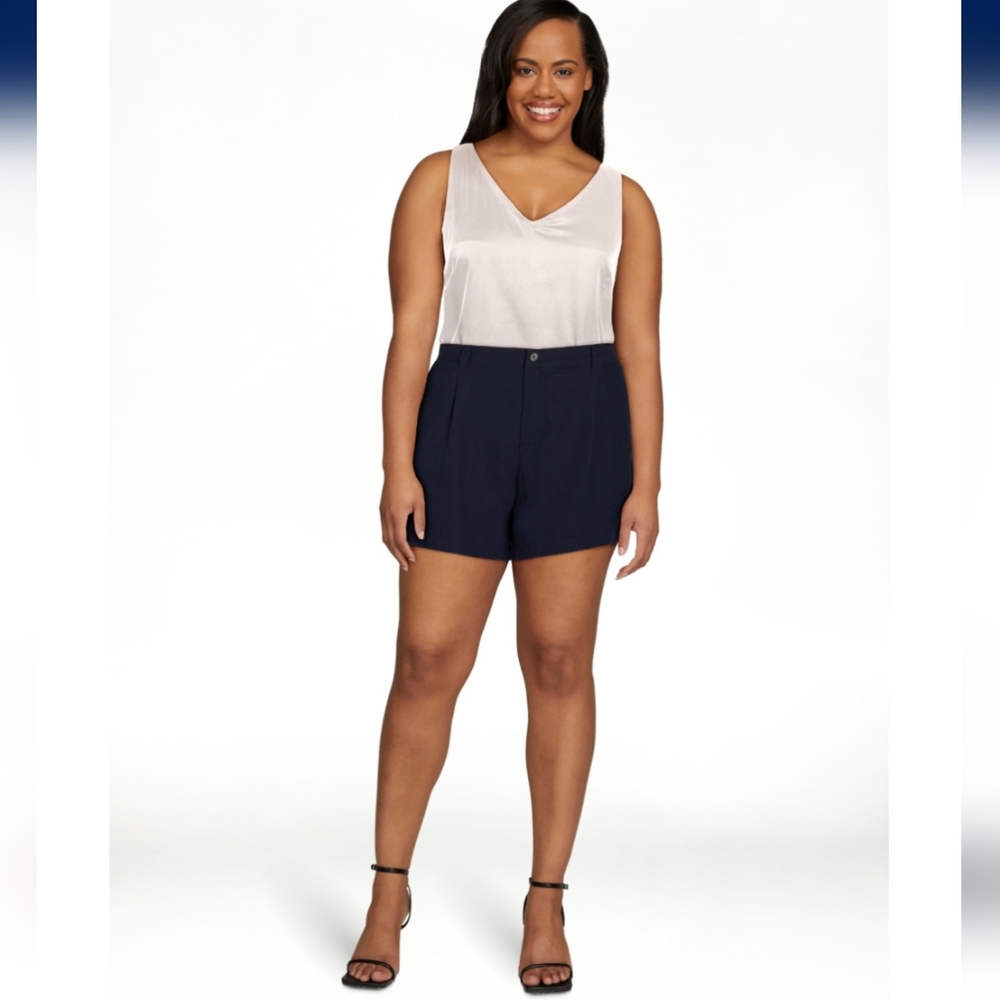 NWT Time and True Linen Blend Shorts, XL (16-18), Dark Navy Blue - Picture 5 of 7